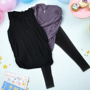 Maternity Clothes Bundle 1 Black Textured Legging 1 Top 1 Maxi Dress Size Large